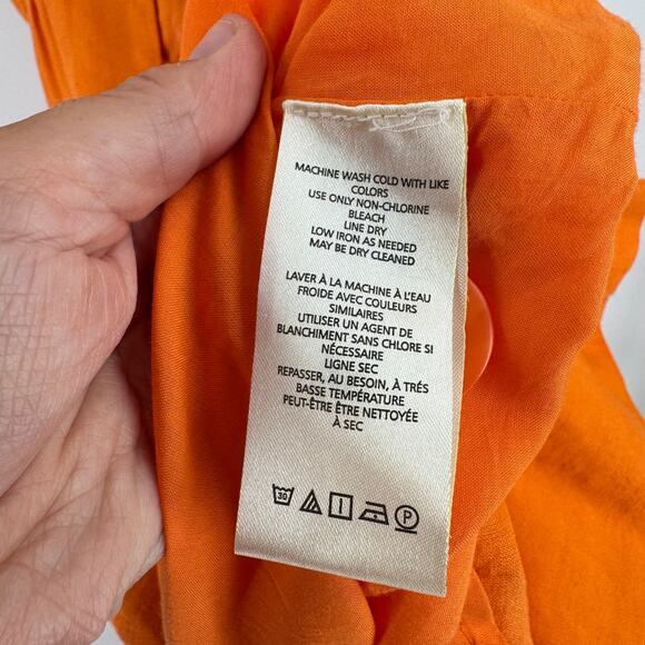 By Anthropologie Renee Flutter Sleeve Linen Blend Mini Dress Orange Size M - Picture 11 of 12